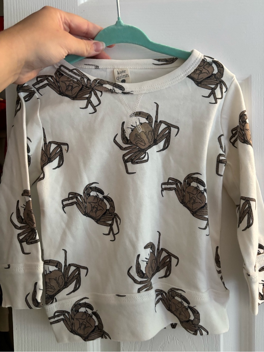 kate quinn Mocha Crabs Cotton Long Sleeve Shirt 18-24 months NWT